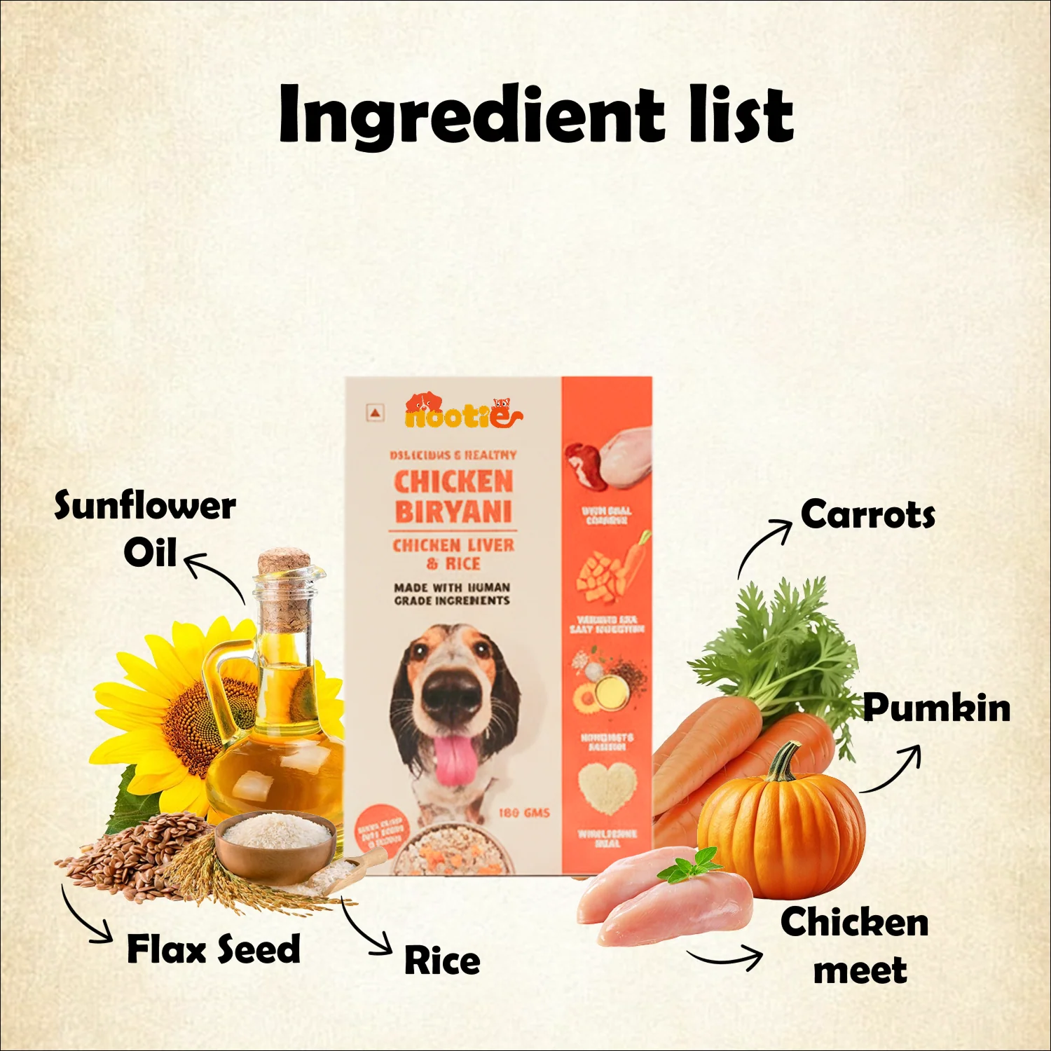 Nootie Chicken Biryani for Dogs - 100g – Human-Grade, Balanced Meal with Real Chicken & Liver (Pack of 3) - Image 2