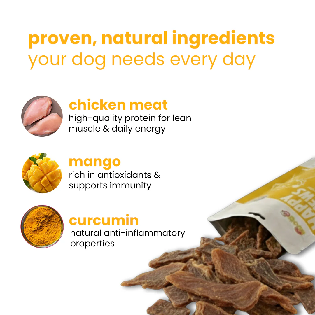 Nootie Happy Chews – Dehydrated Chicken Jerky Mango Dog Treats – 80g – All-Natural, Farm Fresh and Grain Free, Protein-Rich Snack for Dogs - Image 4