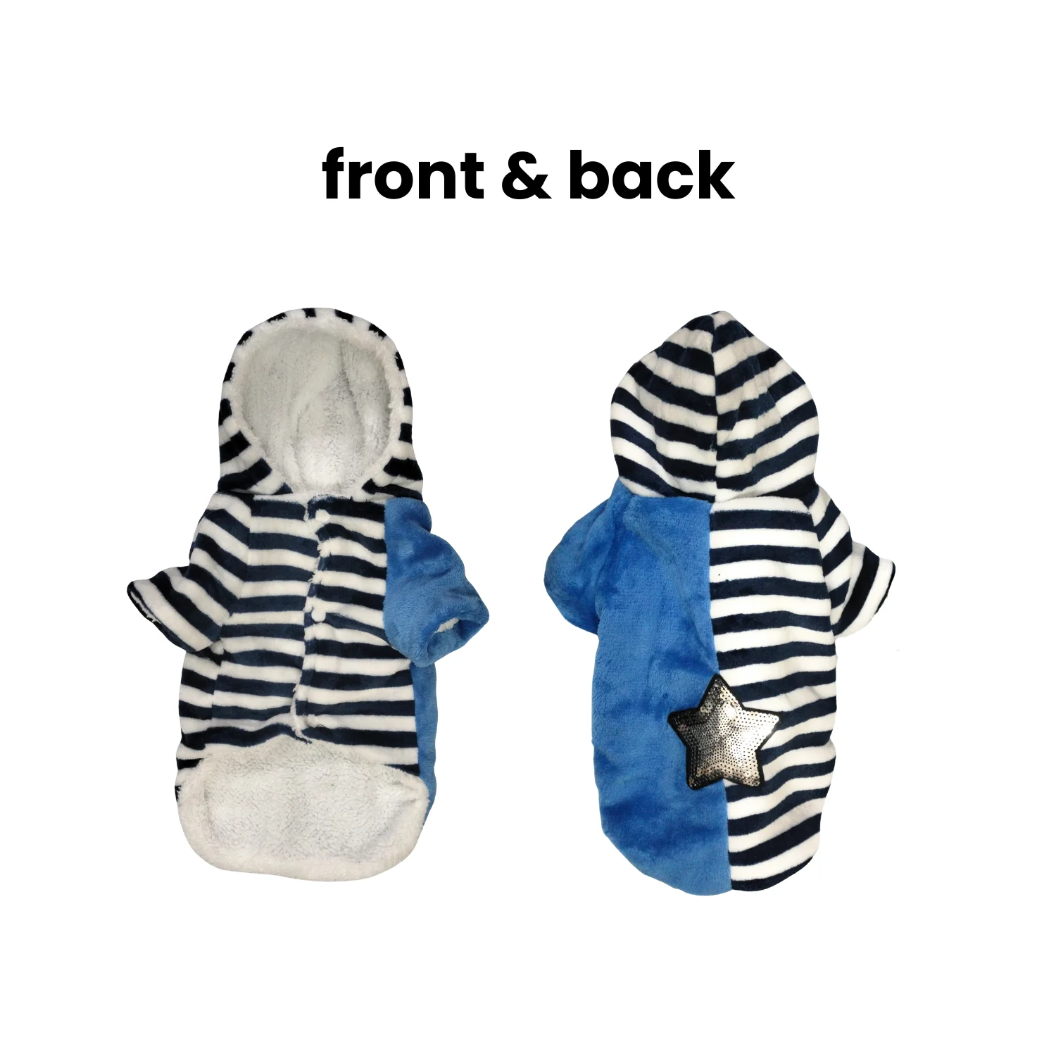 Nootie Winter Double Layer Jumpsuit with Hoodie for Dogs | Blue-White | Warm, Soft & Lightweight - Image 8